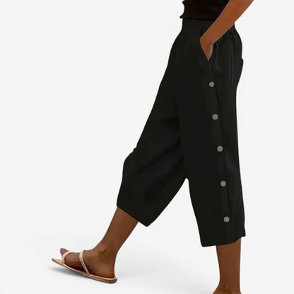 Pantalones capri de pernera ancha para mujer