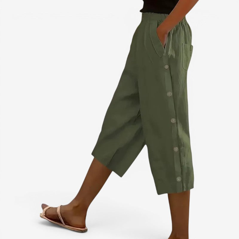 Pantalones capri de pernera ancha para mujer