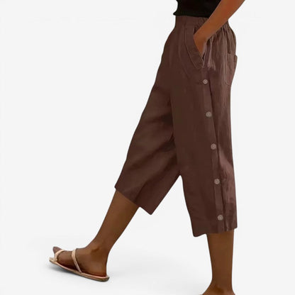 Pantalones capri de pernera ancha para mujer