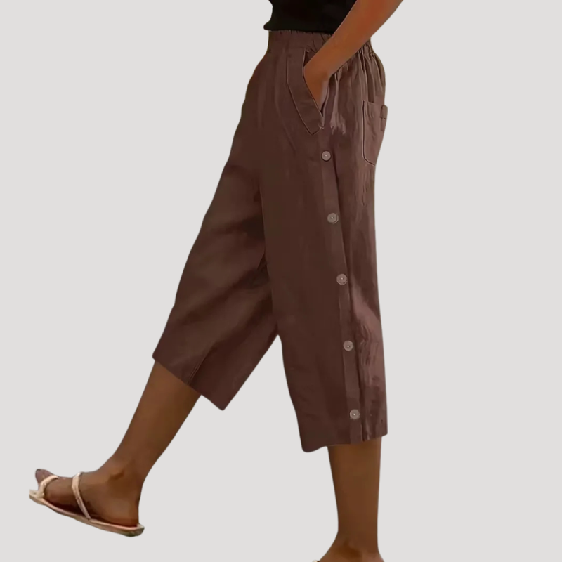 Pantalones capri de pernera ancha para mujer