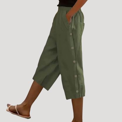 Pantalones capri de pernera ancha para mujer