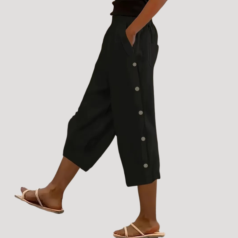 Pantalones capri de pernera ancha para mujer