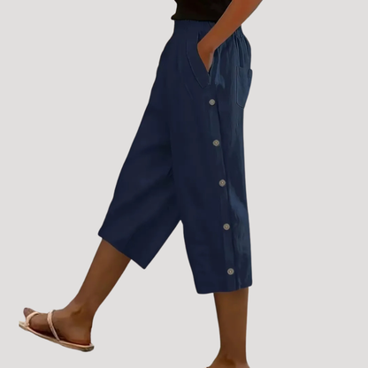 Pantalones capri de pernera ancha para mujer