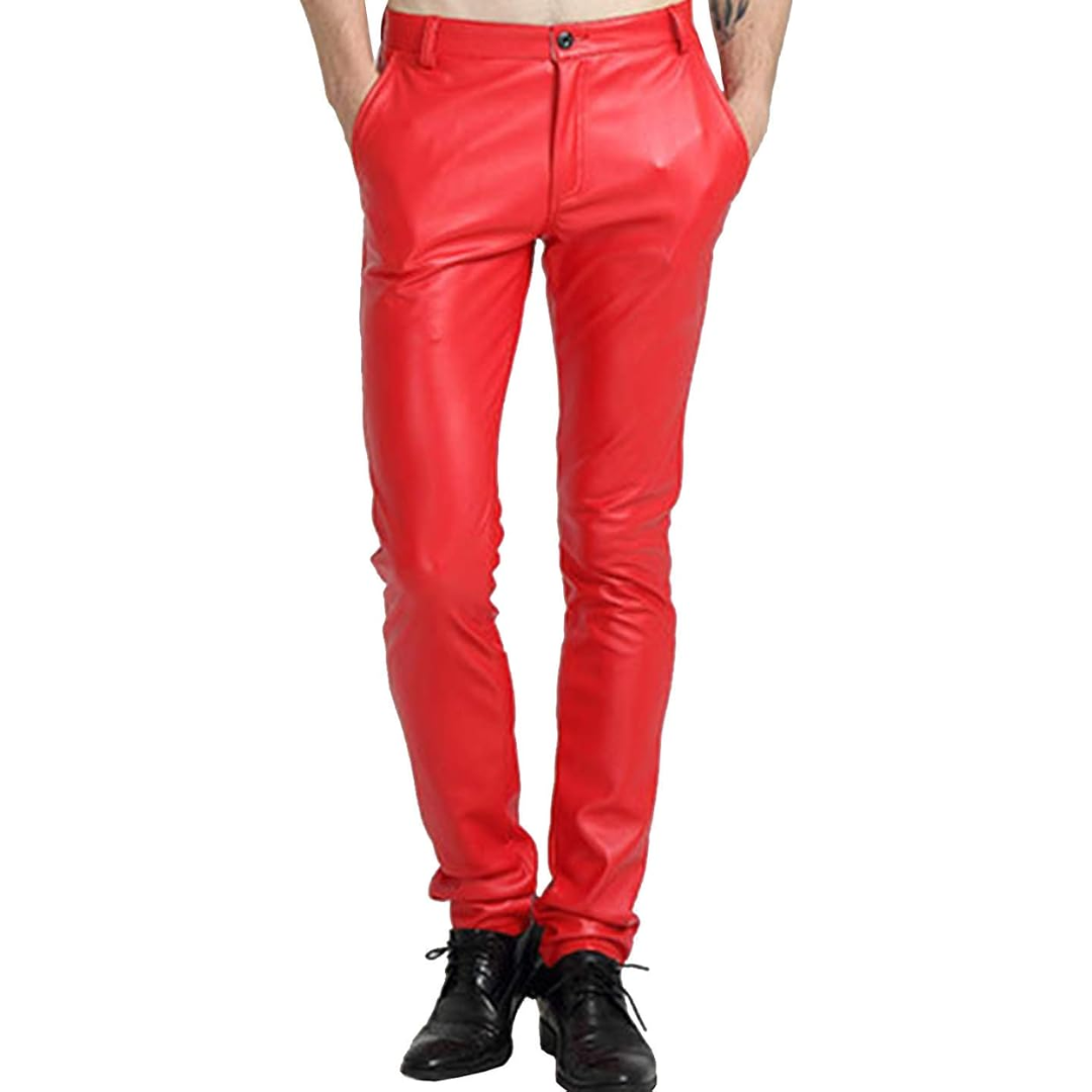 Pantalones de Cuero Sintético Ajustados para Hombre - Victor