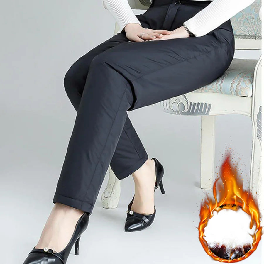 Pantalones de invierno de corte recto en tallas grandes