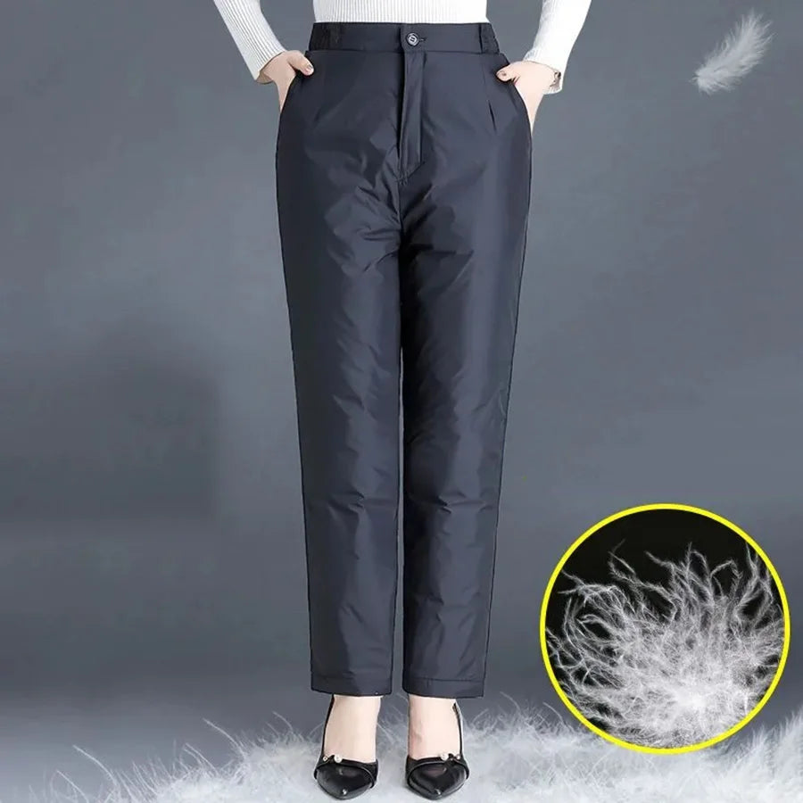 Pantalones de invierno de corte recto en tallas grandes