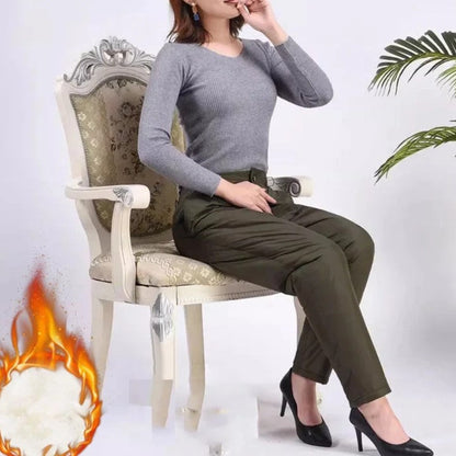 Pantalones de invierno de corte recto en tallas grandes