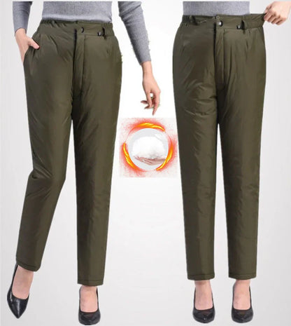 Pantalones de invierno de corte recto en tallas grandes