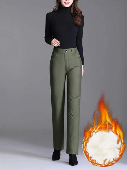 Pantalones de invierno de corte recto en tallas grandes