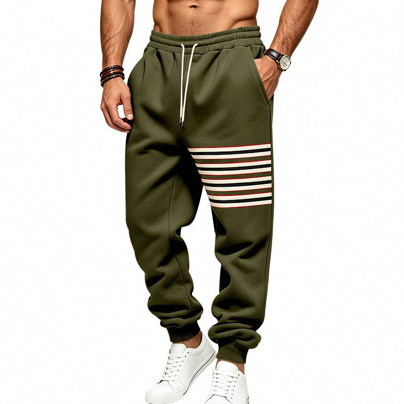 Pantalones de jogging deportivos para hombre con panel de franjas laterales y cordón ajustable