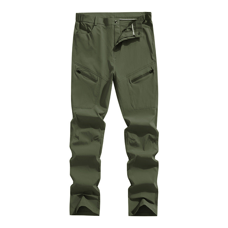 Pantalones de trekking ergonómicos y elásticos para hombre con bolsillos de cremallera oculta y rodillas preformadas