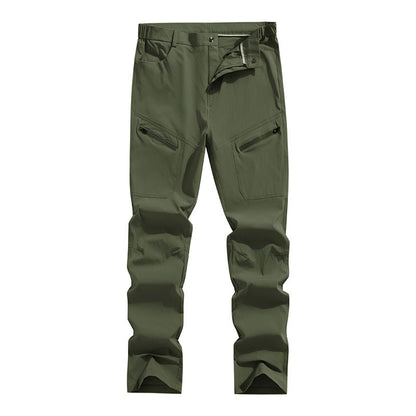 Pantalones de trekking ergonómicos y elásticos para hombre con bolsillos de cremallera oculta y rodillas preformadas