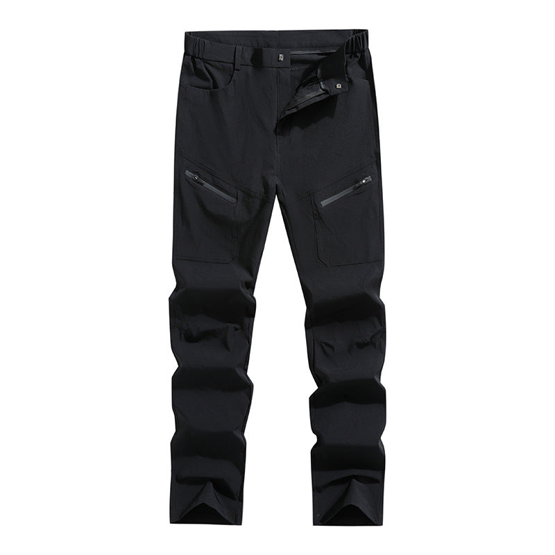 Pantalones de trekking ergonómicos y elásticos para hombre con bolsillos de cremallera oculta y rodillas preformadas