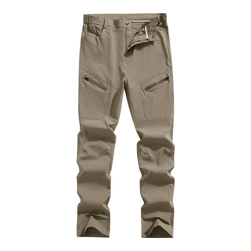 Pantalones de trekking ergonómicos y elásticos para hombre con bolsillos de cremallera oculta y rodillas preformadas