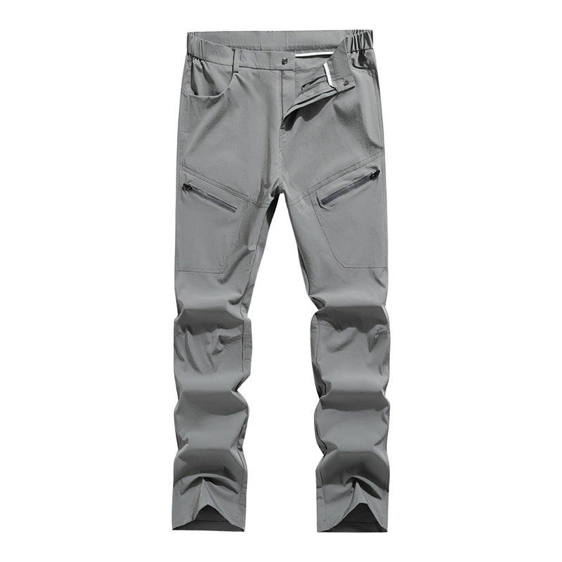 Pantalones de trekking ergonómicos y elásticos para hombre con bolsillos de cremallera oculta y rodillas preformadas