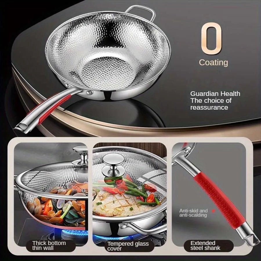 PANVION – Wok de Titanio Premium con Fondo Redondo para Cocinas de Inducción y Salteado Sin Esfuerzo
