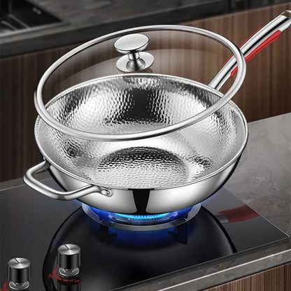 PANVION – Wok de Titanio Premium con Fondo Redondo para Cocinas de Inducción y Salteado Sin Esfuerzo