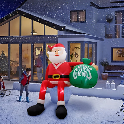 Papá Noel trepador inflable gigante con luces LED, decoración navideña para exterior