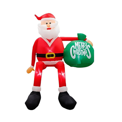 Papá Noel trepador inflable gigante con luces LED, decoración navideña para exterior