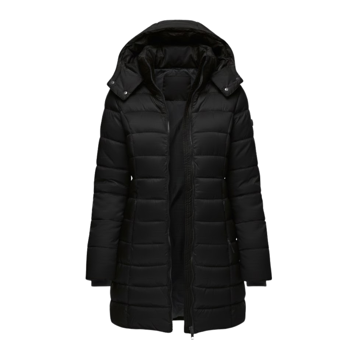 Parka acolchada tres cuartos para mujer con capucha - Parka de invierno cálida y chaqueta acolchada