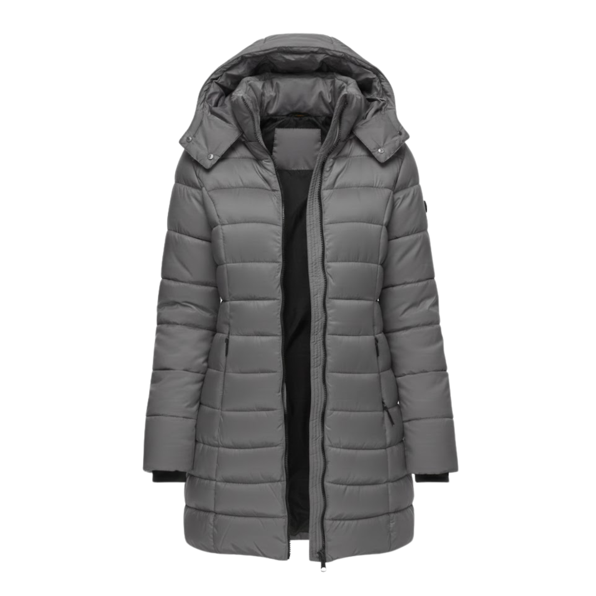 Parka acolchada tres cuartos para mujer con capucha - Parka de invierno cálida y chaqueta acolchada