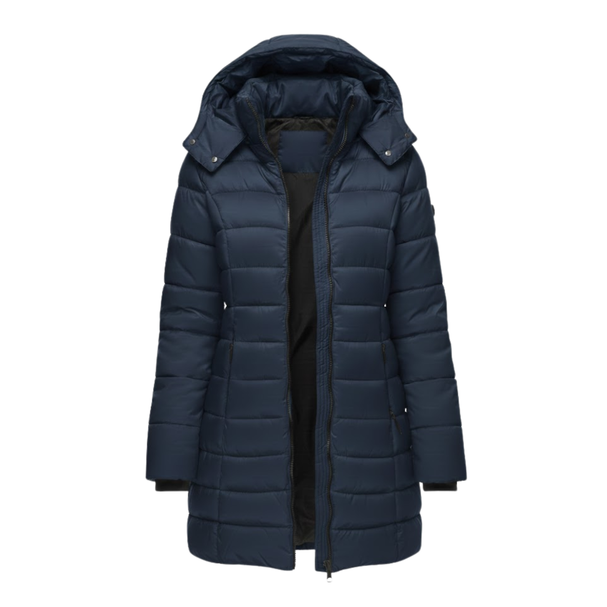 Parka acolchada tres cuartos para mujer con capucha - Parka de invierno cálida y chaqueta acolchada