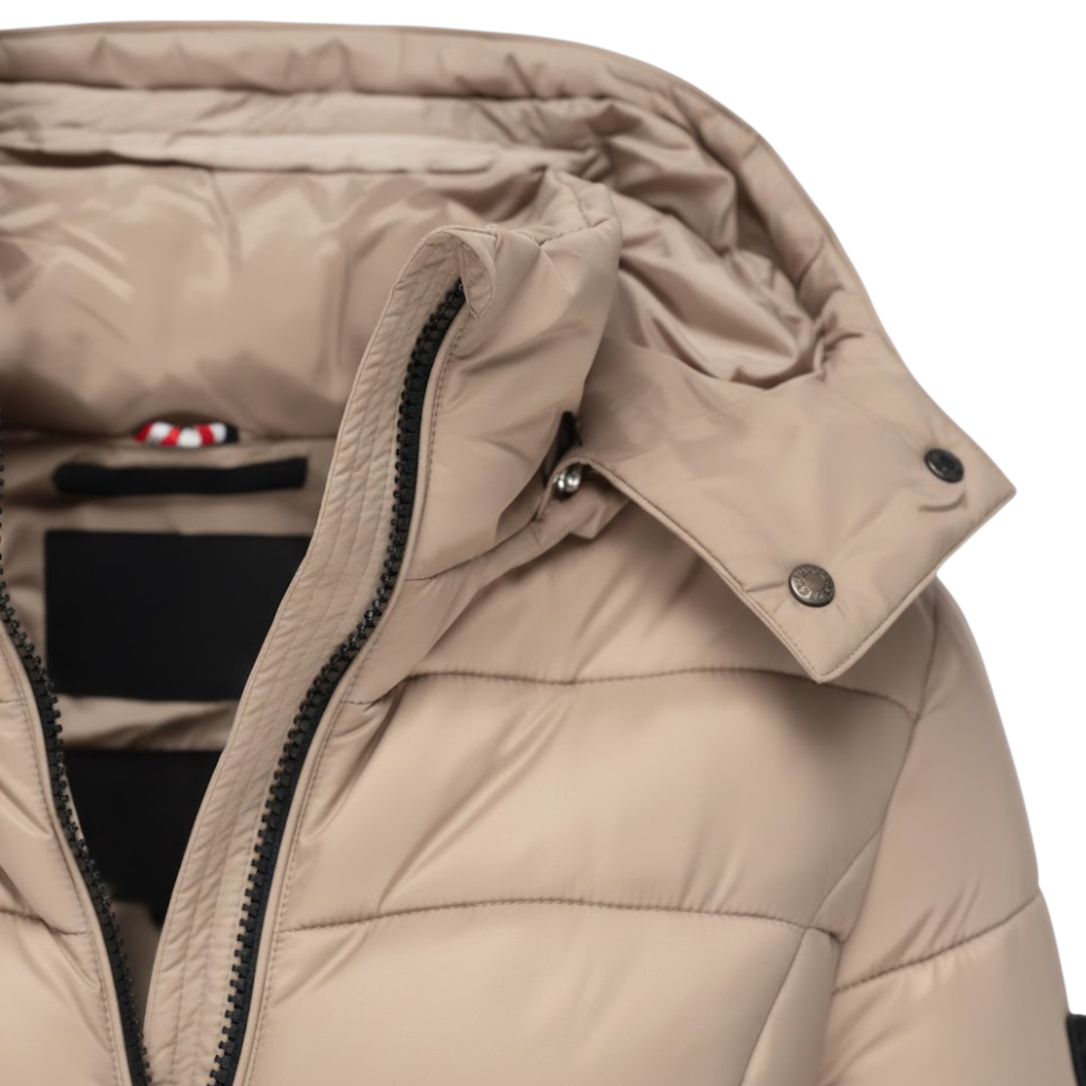Parka acolchada tres cuartos para mujer con capucha - Parka de invierno cálida y chaqueta acolchada