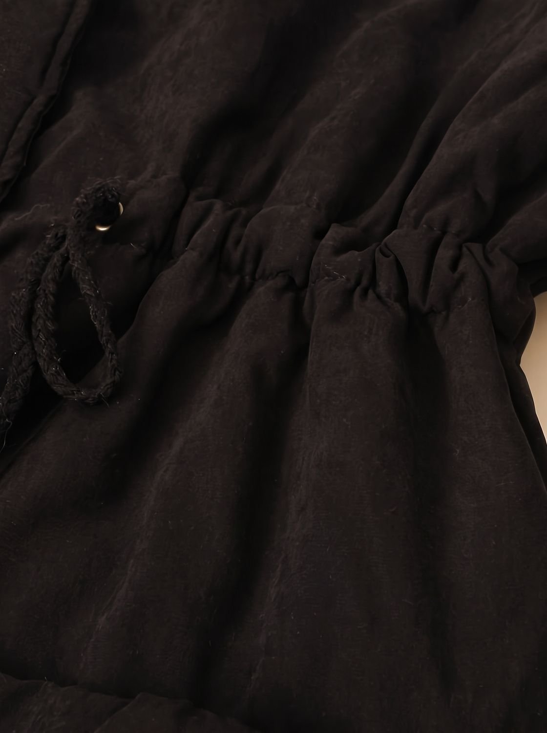 Parka de invierno para mujer con cuello de pelo sintético y cintura con cordón ajustable