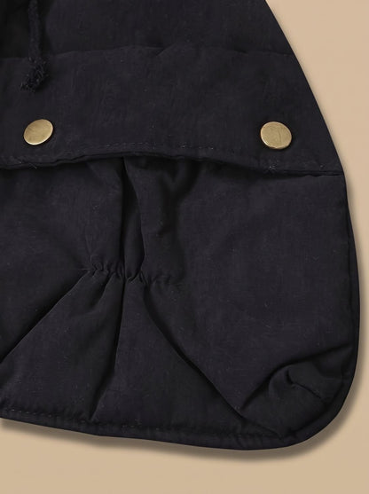 Parka de invierno para mujer con cuello de pelo sintético y cintura con cordón ajustable
