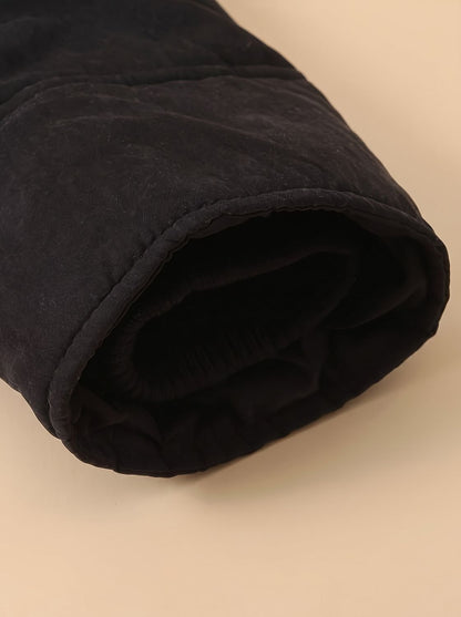 Parka de invierno para mujer con cuello de pelo sintético y cintura con cordón ajustable