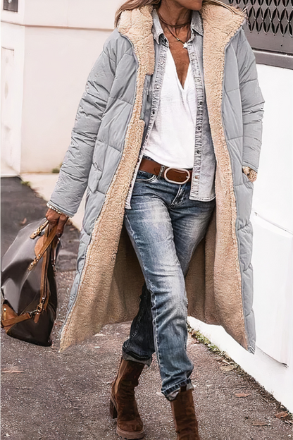 Parka de invierno reversible con capucha para mujer
