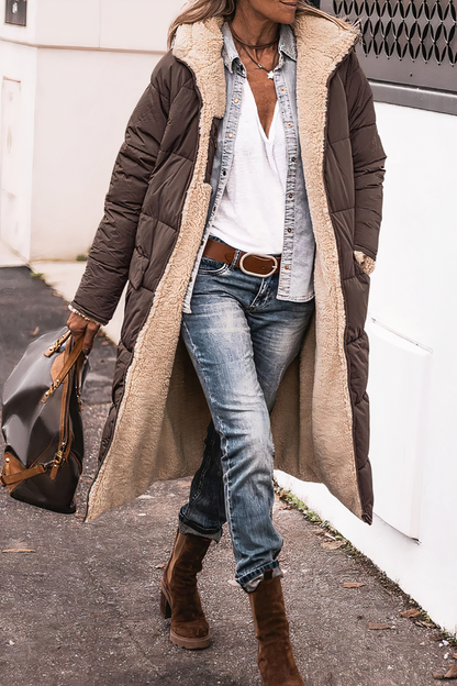 Parka de invierno reversible con capucha para mujer