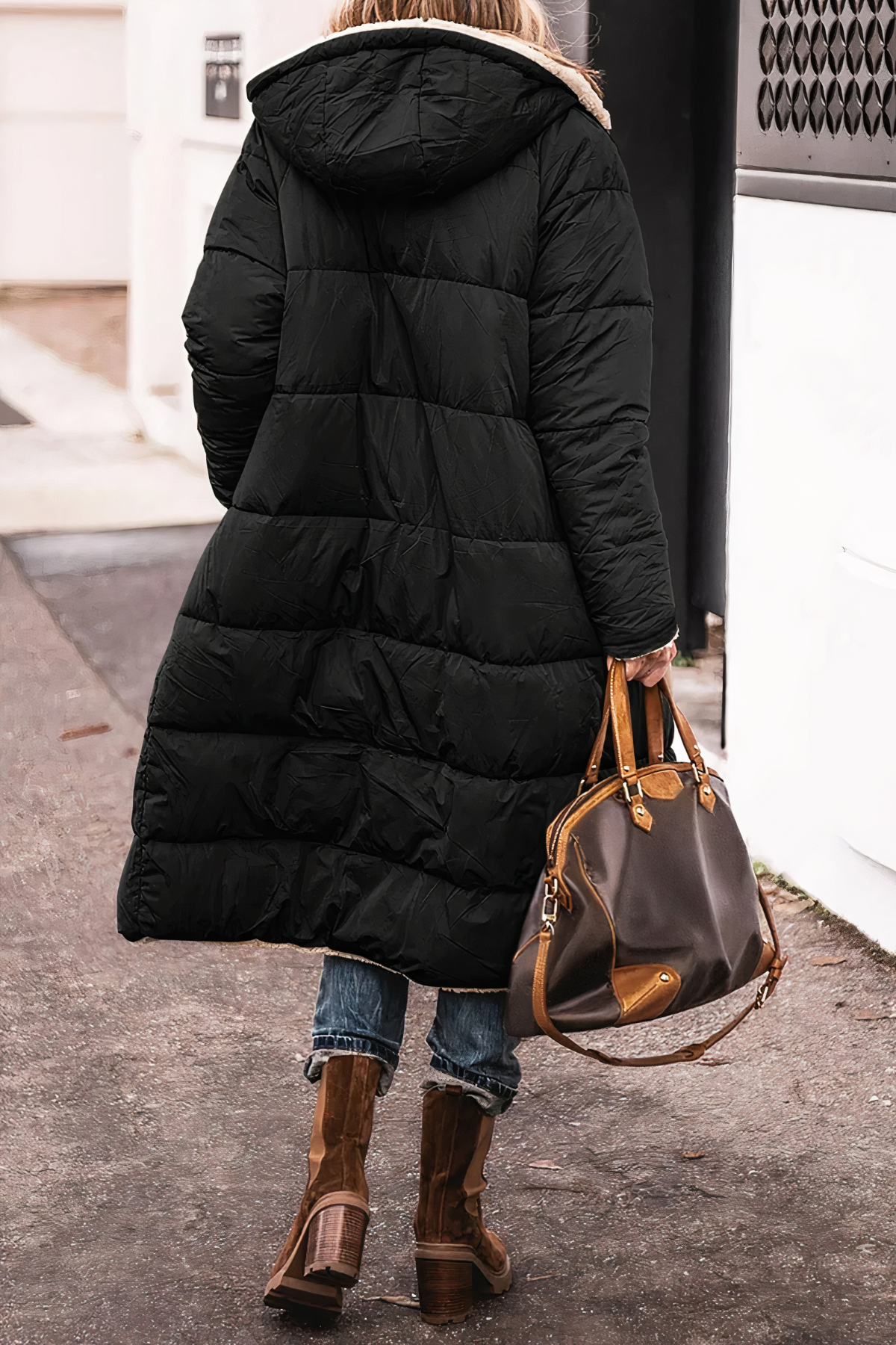Parka de invierno reversible con capucha para mujer