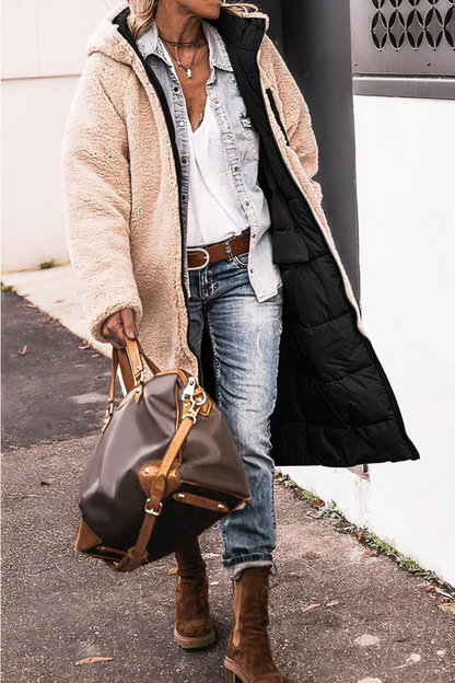 Parka de invierno reversible con capucha para mujer