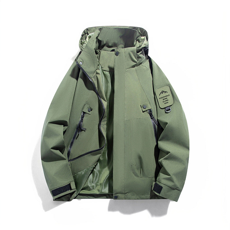 Parka funcional para hombre impermeable y resistente al viento con bolsillos con cremallera y capucha ajustable