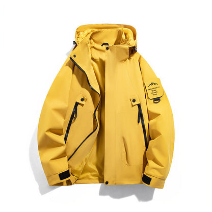 Parka funcional para hombre impermeable y resistente al viento con bolsillos con cremallera y capucha ajustable