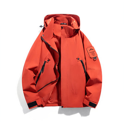 Parka funcional para hombre impermeable y resistente al viento con bolsillos con cremallera y capucha ajustable