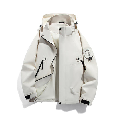 Parka funcional para hombre impermeable y resistente al viento con bolsillos con cremallera y capucha ajustable
