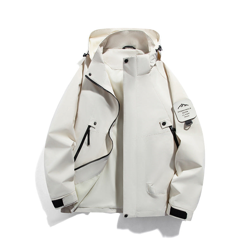Parka funcional para hombre impermeable y resistente al viento con bolsillos con cremallera y capucha ajustable