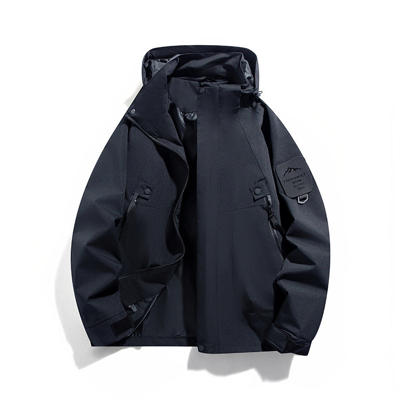 Parka funcional para hombre impermeable y resistente al viento con bolsillos con cremallera y capucha ajustable