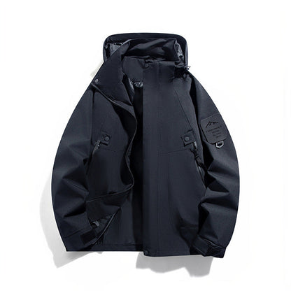 Parka funcional para hombre impermeable y resistente al viento con bolsillos con cremallera y capucha ajustable