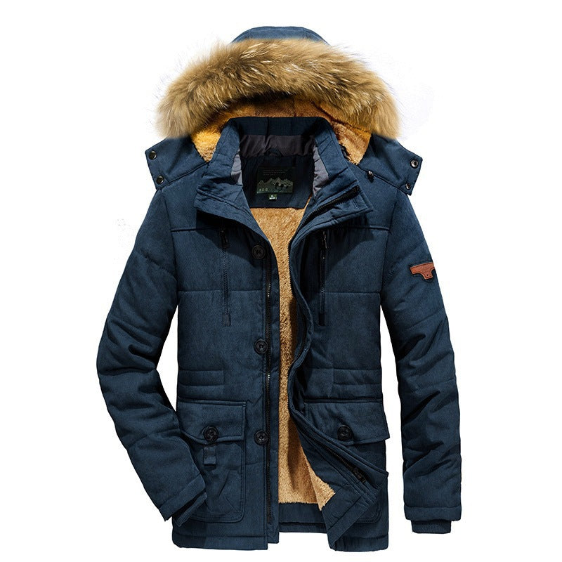 Parka utility ártica para hombre con forro completo de borreguito, cremallera bidireccional y capucha de pelo desmontable