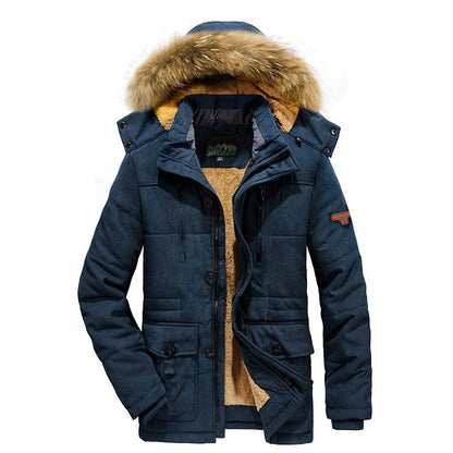 Parka utility ártica para hombre con forro completo de borreguito, cremallera bidireccional y capucha de pelo desmontable