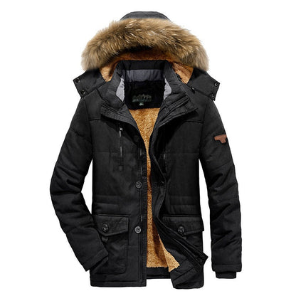 Parka utility ártica para hombre con forro completo de borreguito, cremallera bidireccional y capucha de pelo desmontable
