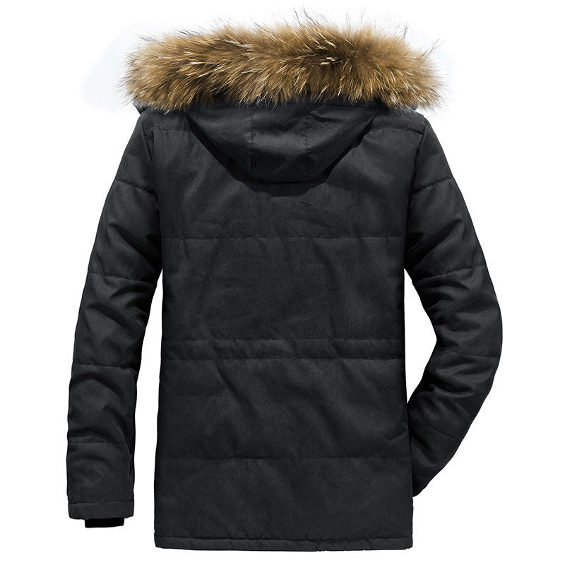 Parka utility ártica para hombre con forro completo de borreguito, cremallera bidireccional y capucha de pelo desmontable