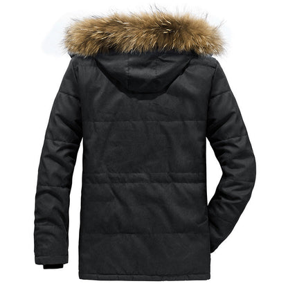 Parka utility ártica para hombre con forro completo de borreguito, cremallera bidireccional y capucha de pelo desmontable