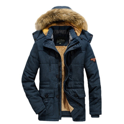 Parka utility ártica para hombre con forro completo de borreguito, cremallera bidireccional y capucha de pelo desmontable