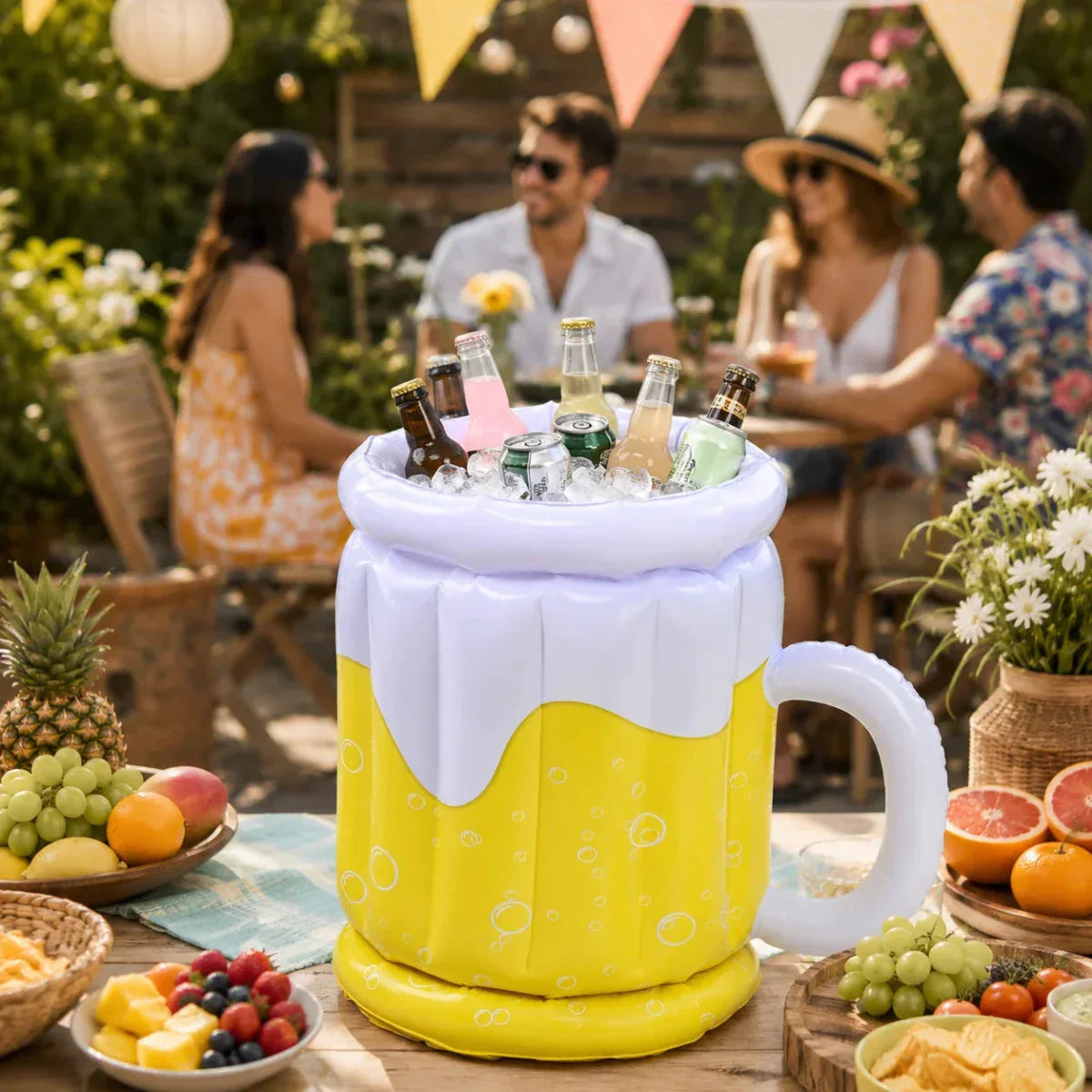 PARTYCHILL – Cubo de Hielo Inflable en Forma de Jarra de Cerveza para Bebidas Frías en Cualquier Fiesta