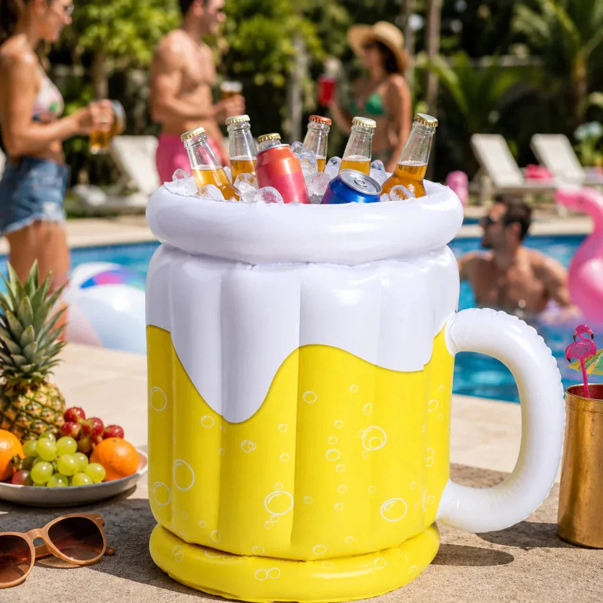 PARTYCHILL – Cubo de Hielo Inflable en Forma de Jarra de Cerveza para Bebidas Frías en Cualquier Fiesta