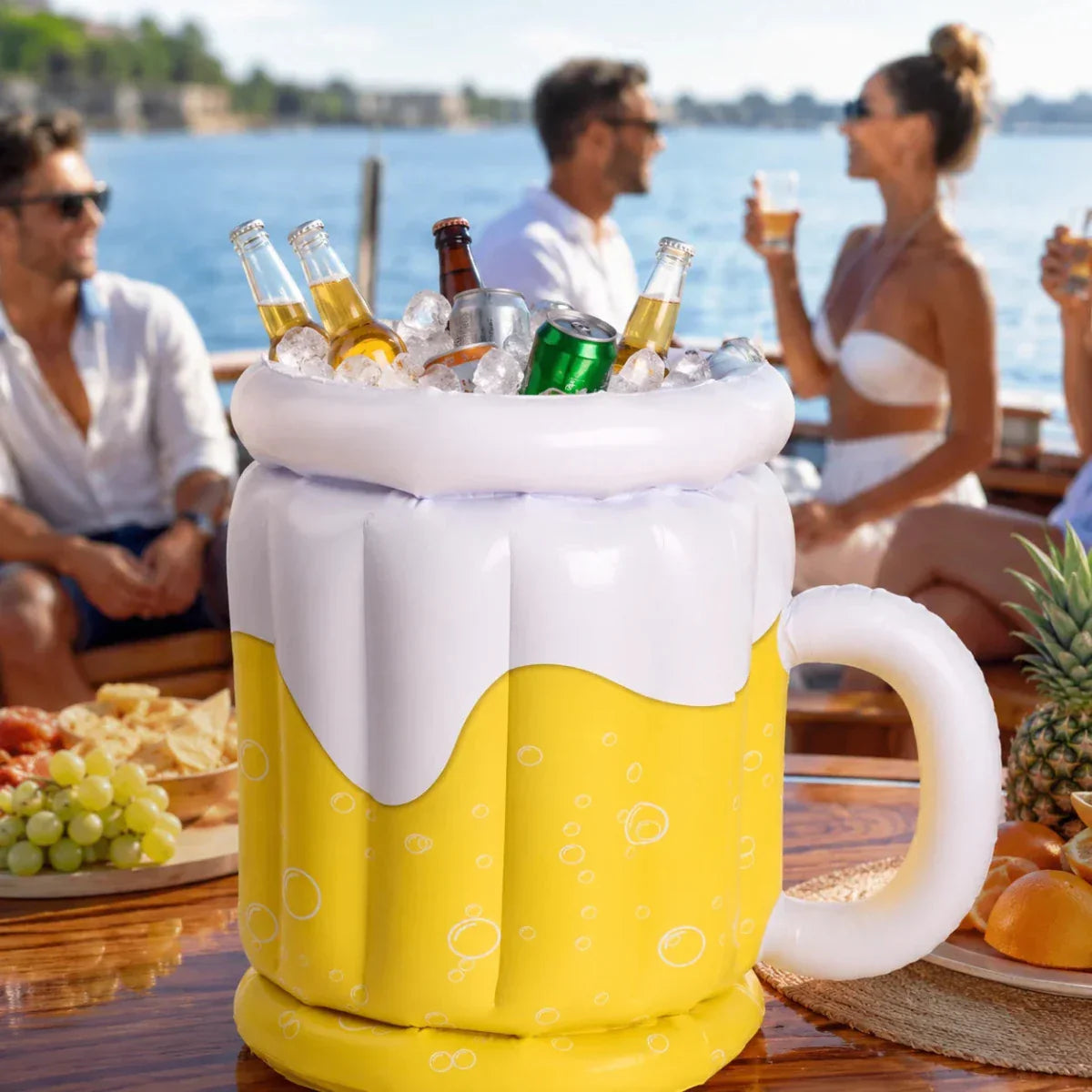 PARTYCHILL – Cubo de Hielo Inflable en Forma de Jarra de Cerveza para Bebidas Frías en Cualquier Fiesta